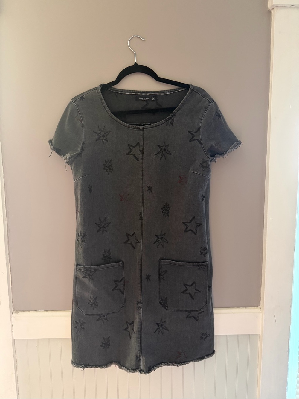 charcoal wash short-sleeve denim shift dress from Max Jeans